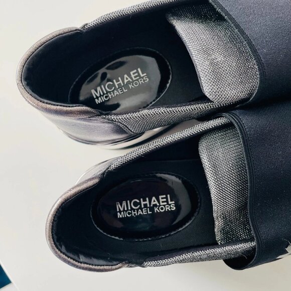 Michael Kors Womens Silver Felix Metallic Textile Leather Trainer Sneakers Sz 9M - Picture 7 of 11